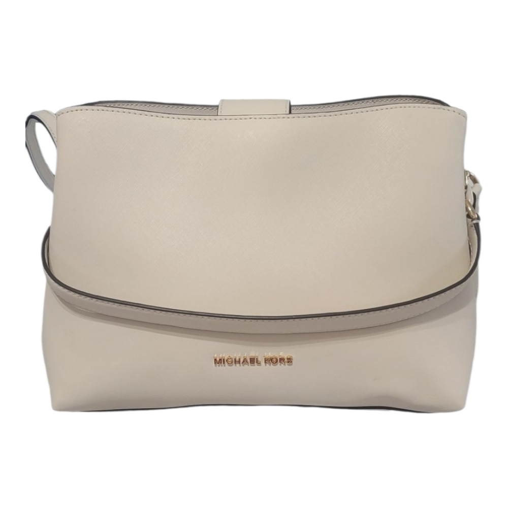 MICHAEL KORS Purse Cream Textured Leather Shoulder Bag with Gold Hardware